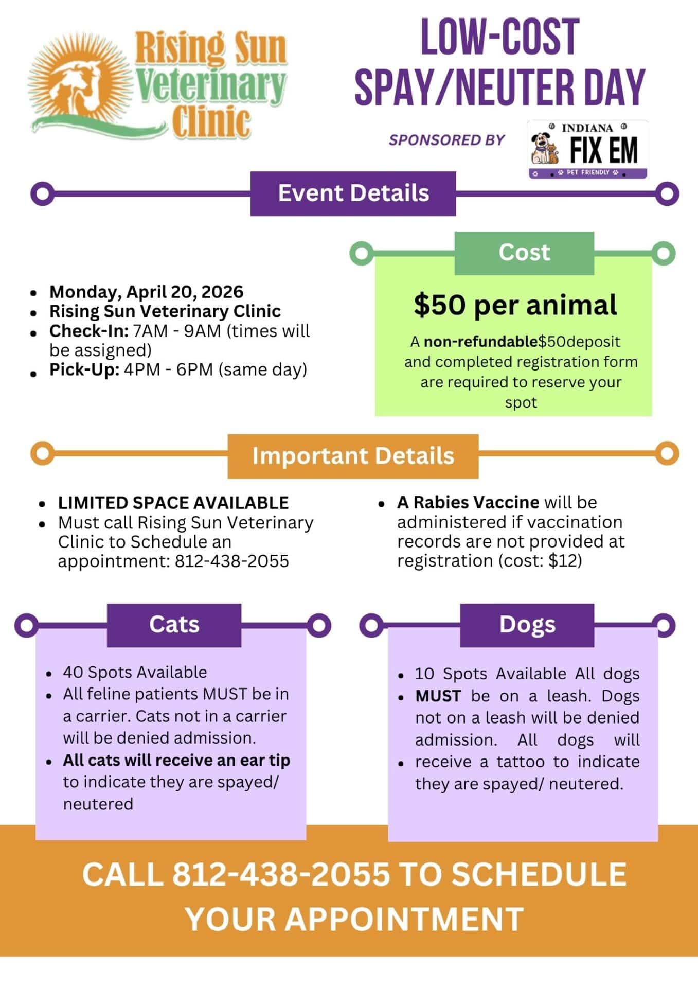 Spay Neuter Clinic April 20 2026